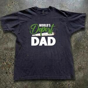 WorldS Dopest Dad Black Cotton T-Shirt